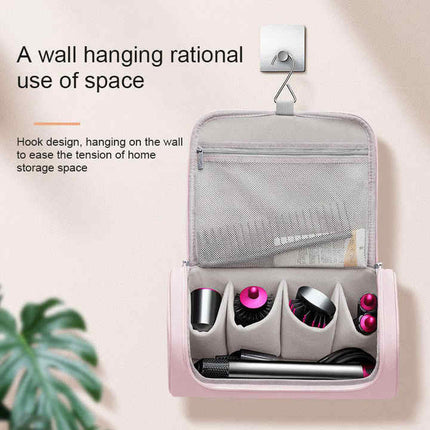 Blue Portable Hair Styling Tool Organizer - Travel Storage Bag with Compartments.