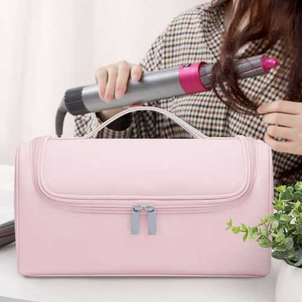 Blue Portable Hair Styling Tool Organizer - Travel Storage Bag with Compartments.