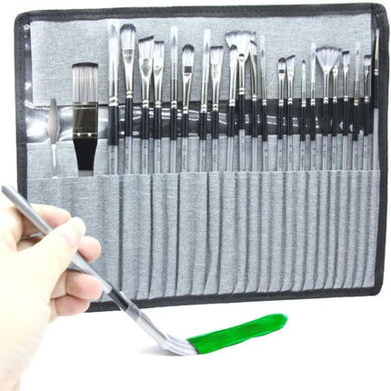 Professional Artist Brush Set with Portable Roll-Up Canvas Case - 36 x 26 cm.