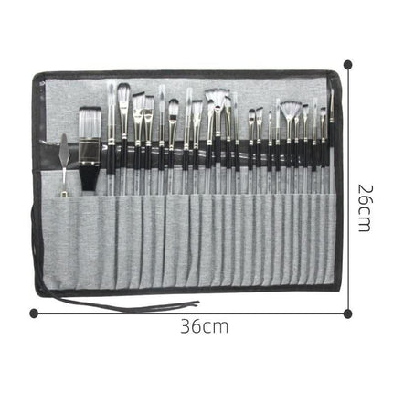 Professional Artist Brush Set with Portable Roll-Up Canvas Case - 36 x 26 cm.