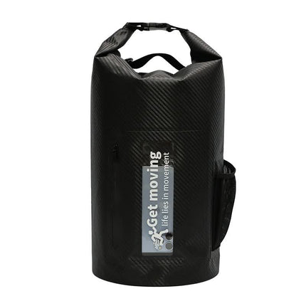 Black 10L Multifunctional Waterproof Dry Bag Backpack - Roll-Top Outdoor Bag for Water Sports and Travel.