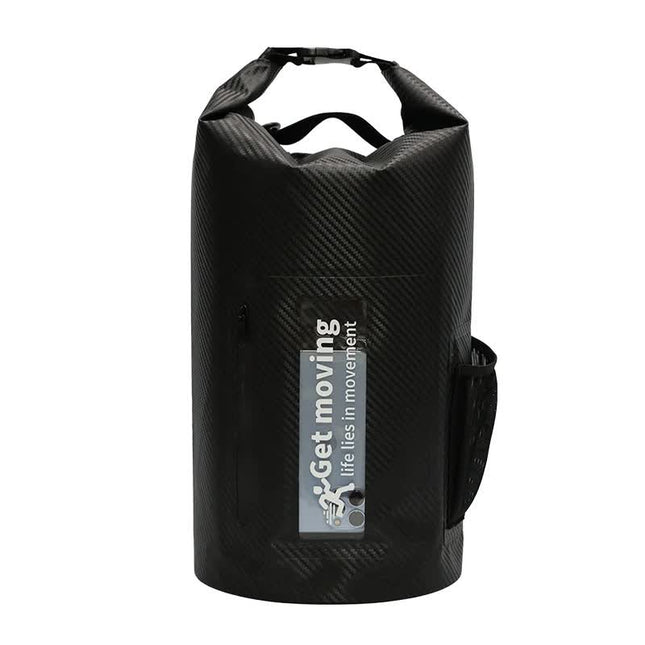 Black 10L Multifunctional Waterproof Dry Bag Backpack - Roll-Top Outdoor Bag for Water Sports and Travel.