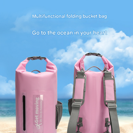 Black 10L Multifunctional Waterproof Dry Bag Backpack - Roll-Top Outdoor Bag for Water Sports and Travel.