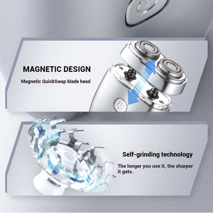 Blue Portable Twin-Head Electric Shaver - Compact Rechargeable Razor for Men.