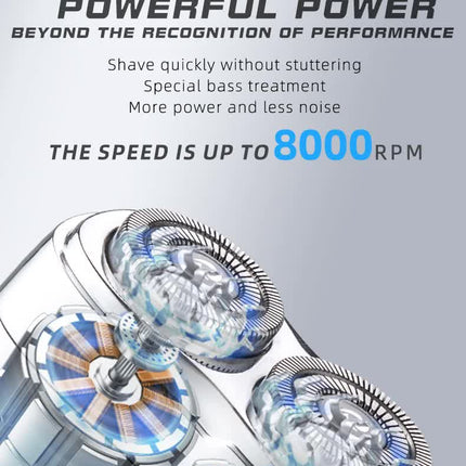 Silver Portable Twin-Head Electric Shaver - Compact Rechargeable Razor for Men.