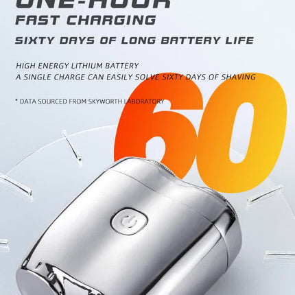 Silver Portable Twin-Head Electric Shaver - Compact Rechargeable Razor for Men.