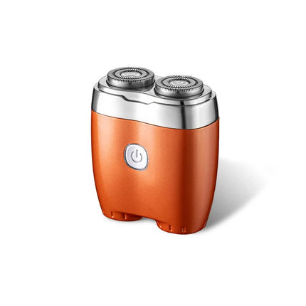 Orange Portable Twin-Head Electric Shaver - Compact Rechargeable Razor for Men.