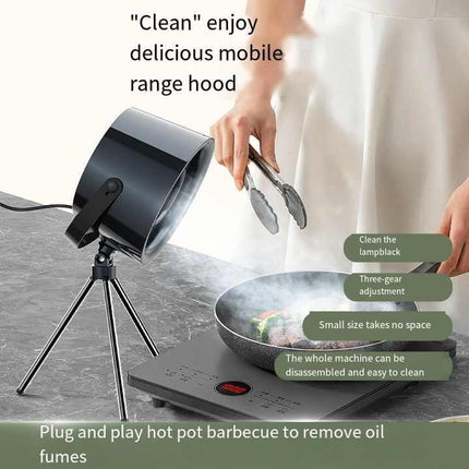 White Portable Retro-Style Desktop Air Purifier with Tripod Stand.