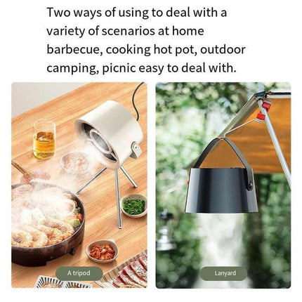 White Portable Retro-Style Desktop Air Purifier with Tripod Stand.