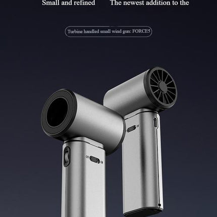 Grey Portable 2-in-1 Mini Handheld Fan and Hair Dryer.