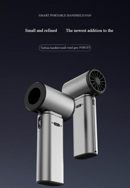 Grey Portable 2-in-1 Mini Handheld Fan and Hair Dryer.