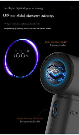 Grey Portable 2-in-1 Mini Handheld Fan and Hair Dryer.