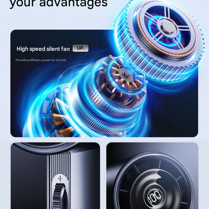 White High-Power Portable Handheld Fan with Digital Display.