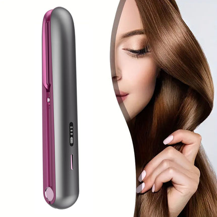 2-in-1 Hair Straightener and Curler, Portable with Adjustable Heat.
