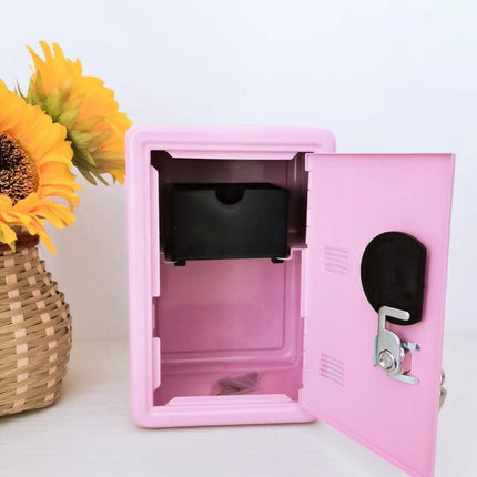 Purple Mini Metal Safe Box with Combination Lock and Key - Compact Security Storage.