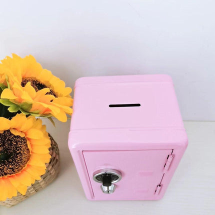 Purple Mini Metal Safe Box with Combination Lock and Key - Compact Security Storage.