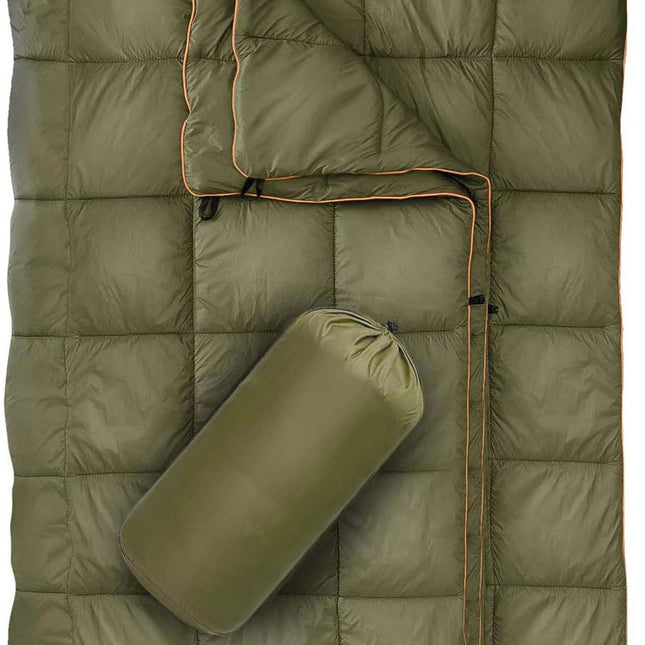 Military Green Compact Lightweight Quilted Blanket - Soft, Warm, and Portable for Outdoor Adventures.