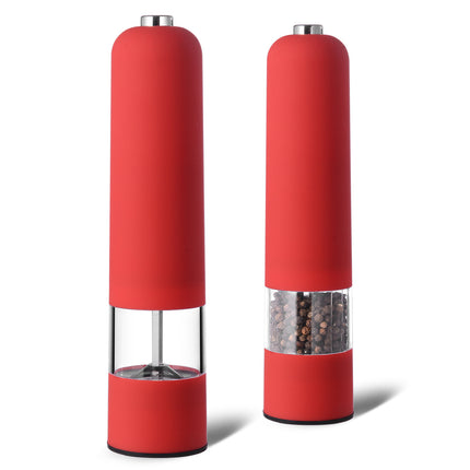 Red Elegant Red Electric Salt and Pepper Grinder - Modern and Compact for Effortless Seasoning.