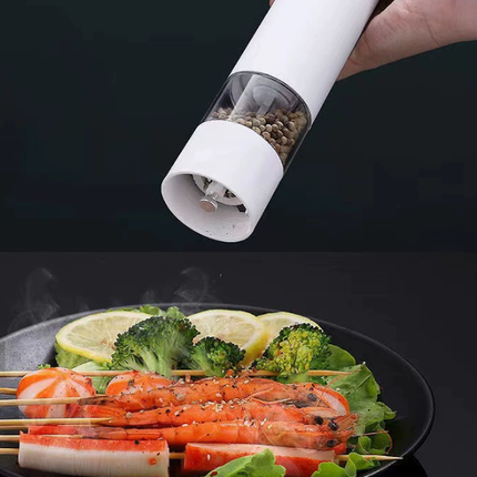 Red Elegant Red Electric Salt and Pepper Grinder - Modern and Compact for Effortless Seasoning.