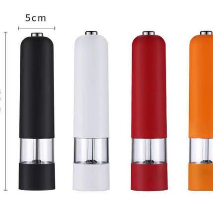 Black Elegant Electric Salt and Pepper Grinder - Modern and Compact for Effortless Seasoning.