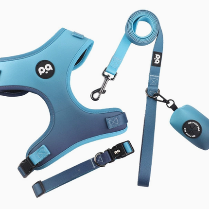 XS Blue Adjustable Soft Pet Harness with Leash & Poop Bag Dispenser.