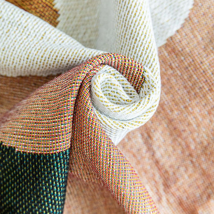 Boho Abstract Woven Blanket – 180x130cm Decorative Throw with Tassel Edges.