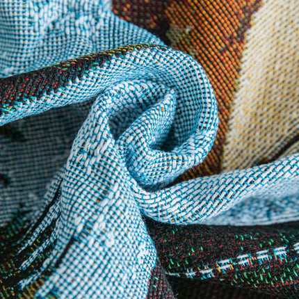 Safari-Inspired Woven Blanket - 160x130cm Artistic Tapestry Throw with Tassel Edges.