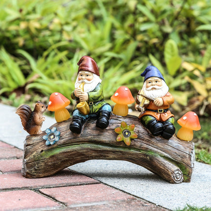 Solar-Powered Garden Gnome Statue - LED Lighted Outdoor Resin Decoration.