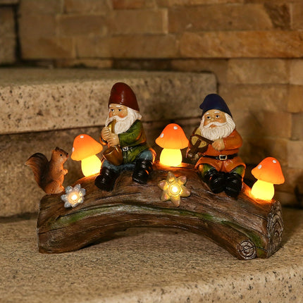 Solar-Powered Garden Gnome Statue - LED Lighted Outdoor Resin Decoration.