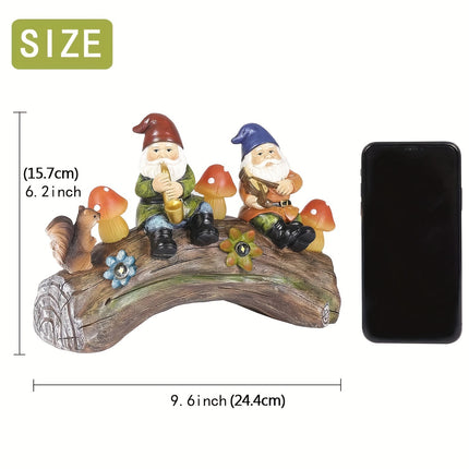 Solar-Powered Garden Gnome Statue - LED Lighted Outdoor Resin Decoration.