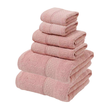 Pink Luxury 6-Piece 100% Cotton Towel Set - 2 Bath Towels, 2 Hand Towels, 2 Face Towels.