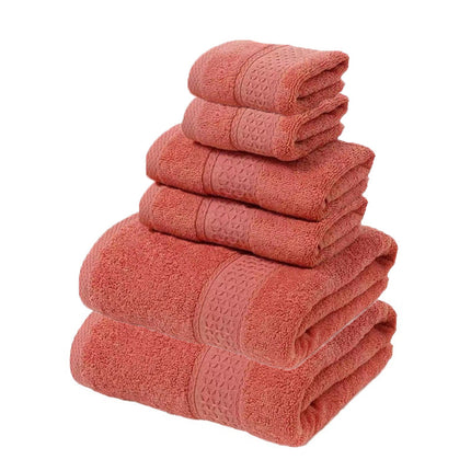 Red Luxury 6-Piece 100% Cotton Towel Set - 2 Bath Towels, 2 Hand Towels, 2 Face Towels.