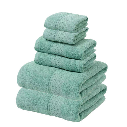 Green Blue Luxury 6-Piece 100% Cotton Towel Set - 2 Bath Towels, 2 Hand Towels, 2 Face Towels.