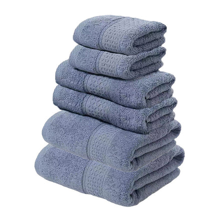 Grey Blue Luxury 6-Piece 100% Cotton Towel Set - 2 Bath Towels, 2 Hand Towels, 2 Face Towels.
