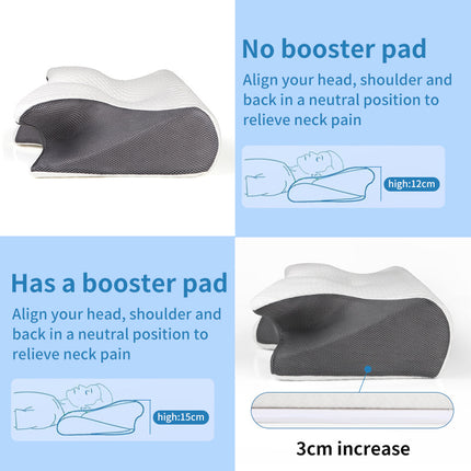 Ergonomic Memory Foam Pillow - Orthopedic Contour Pillow for Neck & Shoulder Support (61x43x13cm).