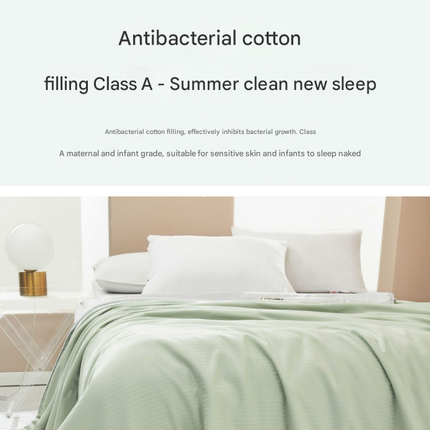 Beige Breathable Cotton Summer Quilt - Lightweight Cooling Blanket for Air-Conditioned Rooms.