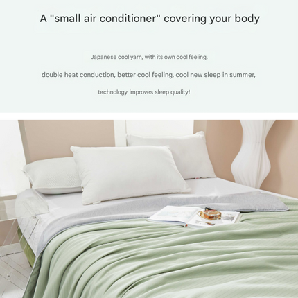 Beige Breathable Cotton Summer Quilt - Lightweight Cooling Blanket for Air-Conditioned Rooms.