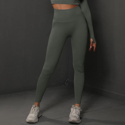 L Rose Red Seamless Butt-Lifting Yoga Leggings - High-Waist Peach Hip Workout Tights.