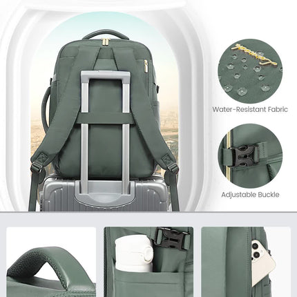 Black 40L Large Capacity Travel Business Backpack with Expandable Compartments, Including 2 Toiletry Bags and Shoe Bag - Durable Oxford Fabric.
