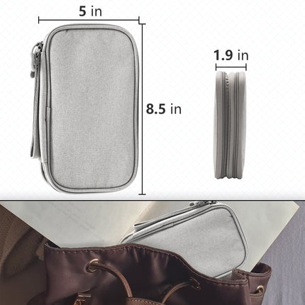 Grey Portable Digital Organizer Bag - Multifunctional Storage for Power Banks, Cables, and Accessories(Photography Props Not Included).