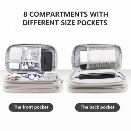 Grey Portable Digital Organizer Bag - Multifunctional Storage for Power Banks, Cables, and Accessories(Photography Props Not Included).