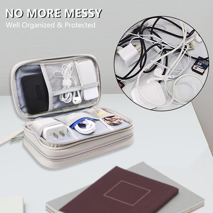 Grey Portable Digital Organizer Bag - Multifunctional Storage for Power Banks, Cables, and Accessories(Photography Props Not Included).