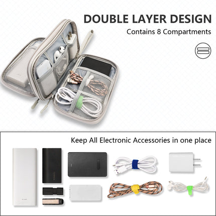 Grey Portable Digital Organizer Bag - Multifunctional Storage for Power Banks, Cables, and Accessories(Photography Props Not Included).