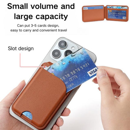 Black MagSafe Magnetic Wallet with Stand - PU Leather Card Holder for iPhone.