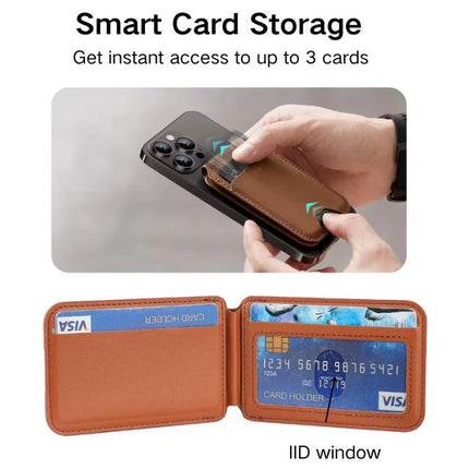 Black MagSafe Magnetic Wallet with Stand - PU Leather Card Holder for iPhone.