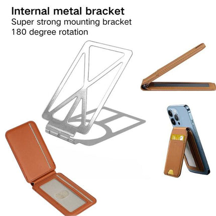Dark Green MagSafe Magnetic Wallet with Stand - PU Leather Card Holder for iPhone.