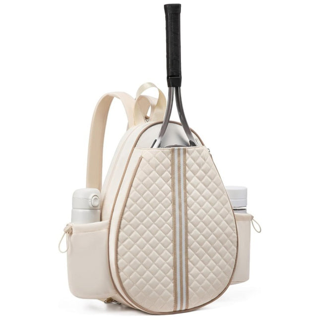 Beige Lightweight Waterproof Tennis Racket Backpack - Multifunction Sling and Backpack for Men and Women(The water cup racket is a shooting prop and is not included).