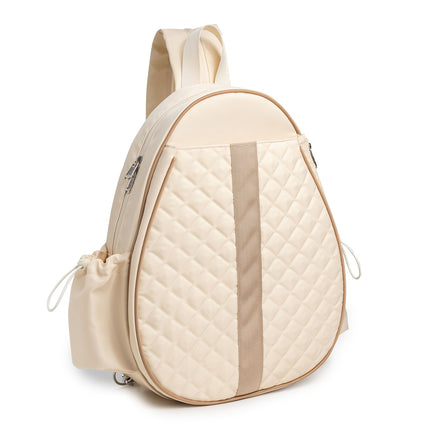 Beige Lightweight Waterproof Tennis Racket Backpack - Multifunction Sling and Backpack for Men and Women(The water cup racket is a shooting prop and is not included).
