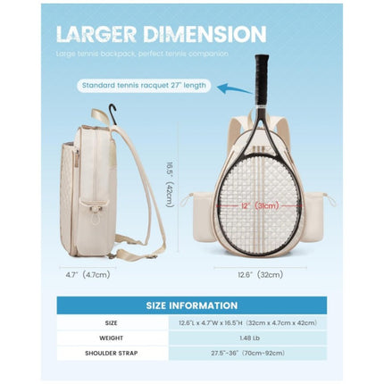 Beige Lightweight Waterproof Tennis Racket Backpack - Multifunction Sling and Backpack for Men and Women(The water cup racket is a shooting prop and is not included).