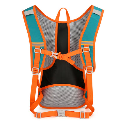 Black and Orange Patchwork Style Lightweight Outdoor Cycling Backpack - Durable and Water-Resistant Oxford Fabric, Large Capacity Sports Hiking Bag, Unisex Design.
